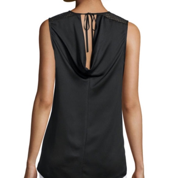Cooper & Ella Black Crepe Draped Back Crepe Top - Picture 1 of 8